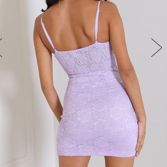 HELLO MOLLY LACEY LOOKS MINI DRESS LILAC XS NWT IN PACKAGING - Picture 4 of 8